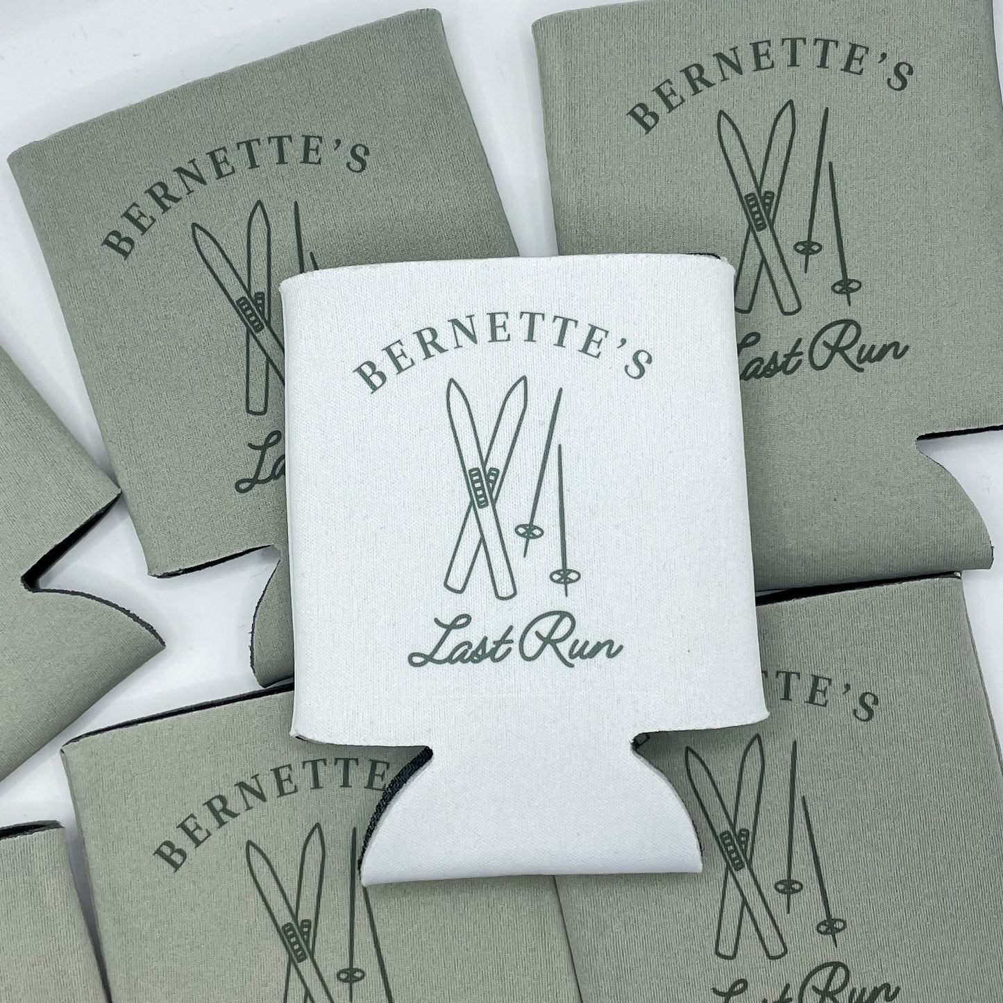 Personalized Skiing Bachelor Bachelorette Can Cooler | Winter Party Snow Custom Can Cooler | Aspen Colorado Apres Ski Club Party Favors