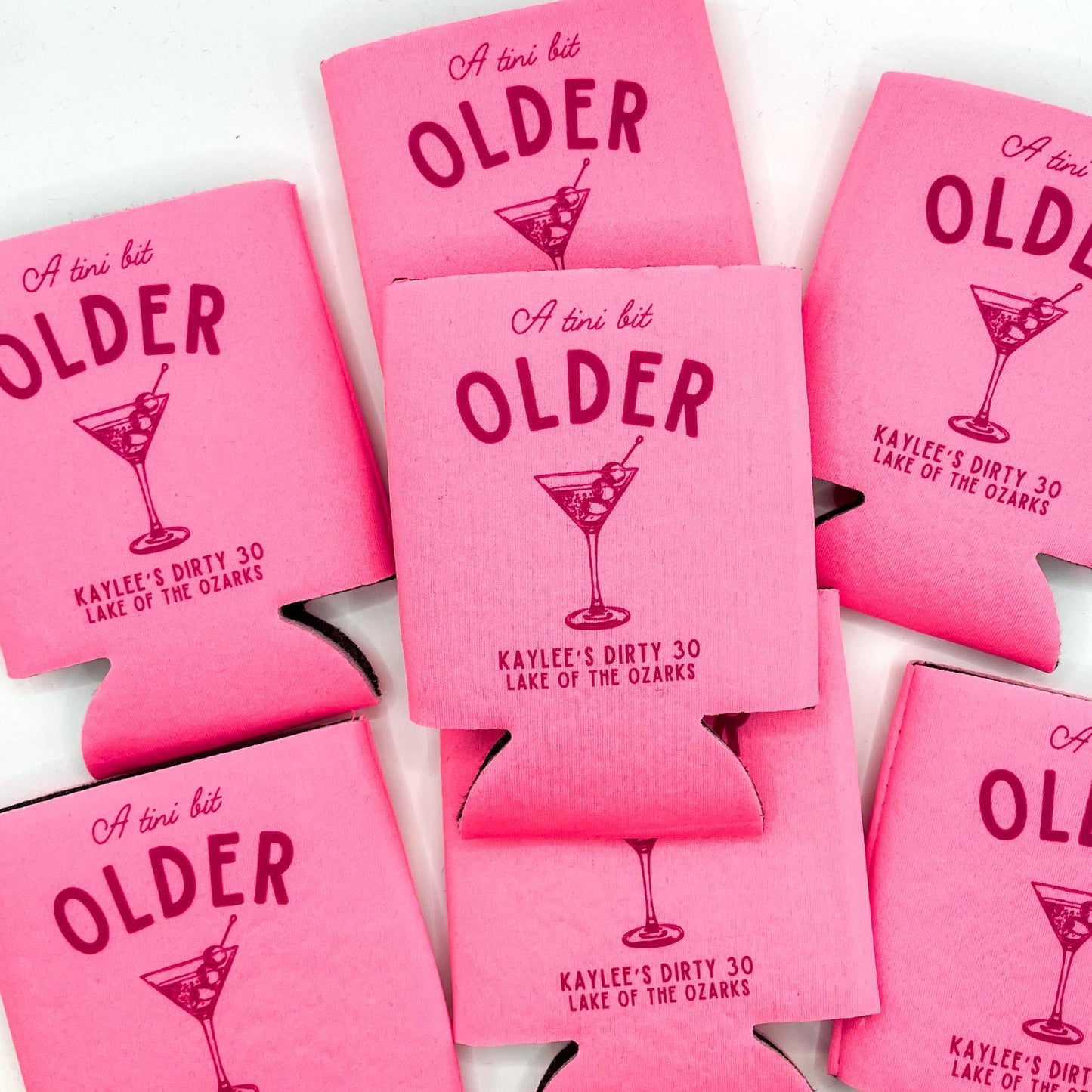 A Tini Bit Older Birthday Can Cooler | Martini Birthday Beach Bachelorette | Last Splash | Last Toast | Scottsdale | Custom Party Favors