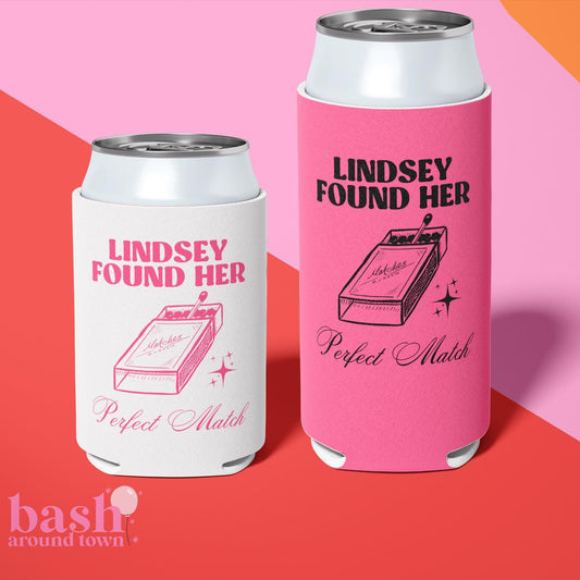 Personalized Match Made in Heaven Bachelorette Can Cooler | Perfect Match Bachelorette Party Custom Can Cooler | Vegas Hen Trip Party Favors
