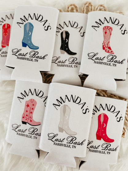 Personalized Western/Cowgirl Bachelorette Can Coolers