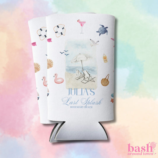 Personalized Coastal Bachelorette Can Cooler | Custom Can Cooler | Rosemary Beach Bachelorette Party | Lake Life | Custom Party Favors