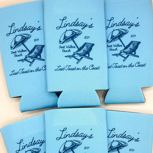 Last Toast on the Coast Can Coolers | Beach Bachelorette | Country Club Can Cooler | Bachelorette Party | Custom Can Cooler | Coastal Bach