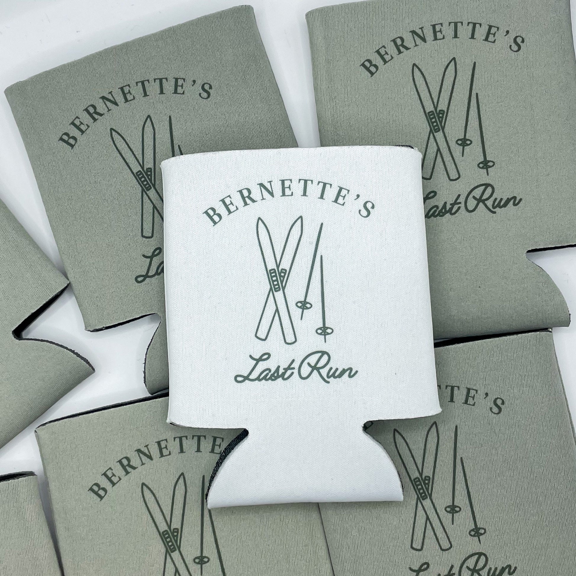 Personalized Skiing Bachelor Bachelorette Can Cooler | Winter Party Snow Custom Can Cooler | Aspen Colorado Apres Ski Club Party Favors