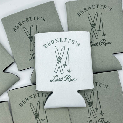 Personalized Skiing Bachelor Bachelorette Can Cooler | Winter Party Snow Custom Can Cooler | Aspen Colorado Apres Ski Club Party Favors