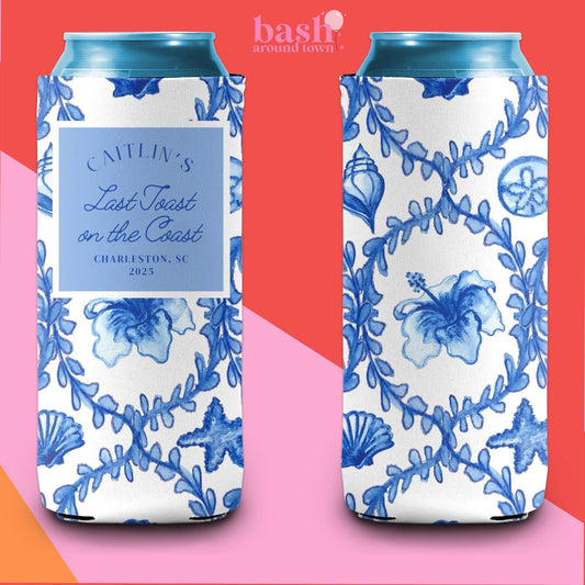 Last Cast on the Coast Bachelorette Can Cooler | Custom Coastal Grandmother | Beach Birthday | Preppy Party Favors | Something Blue