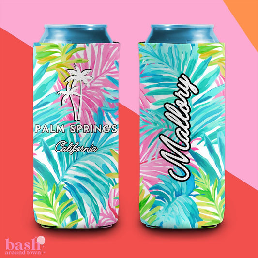 Tropical Girls Trip Can Cooler | Bachelorette Birthday Custom Can Cooler | Beach Girls Trip Weekend | Preppy Custom Party Favors