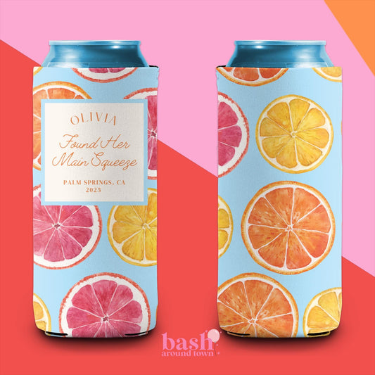 Personalized Main Squeeze Bachelorette Can Coolers | Lemon Bridal Favors | Bachelorette Party | Citrus Can Coolers | Lemon Bachelorette