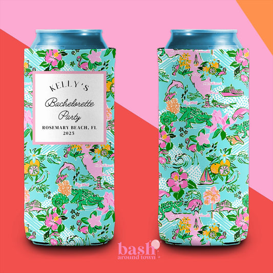 Florida Bachelorette Party | 30A Girls Trip | Rosemary Beach Vacation | Seaside Custom Can Cooler | Beach Bach | Bachelorette Party Favor