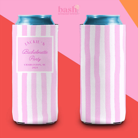 Personalized Coastal Bachelorette Can Cooler | Custom Can Cooler | Beach Bachelorette Party | Coastal Grandmother | Custom Party Favors