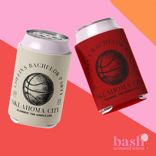 Basketball Game Bachelor Can Cooler | Slam Dunk Bachelor Party | Basketball Sports Custom Can Cooler | Groomsmen Party Favors