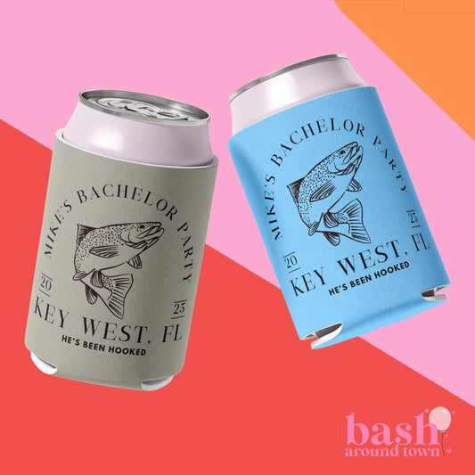 Bachelor Party Can Cooler | Fishing Trip | Bachelor Party | Fishing Bachelor Party | Boat | Bachelor Party Favor | Groomsman | He's Hooked