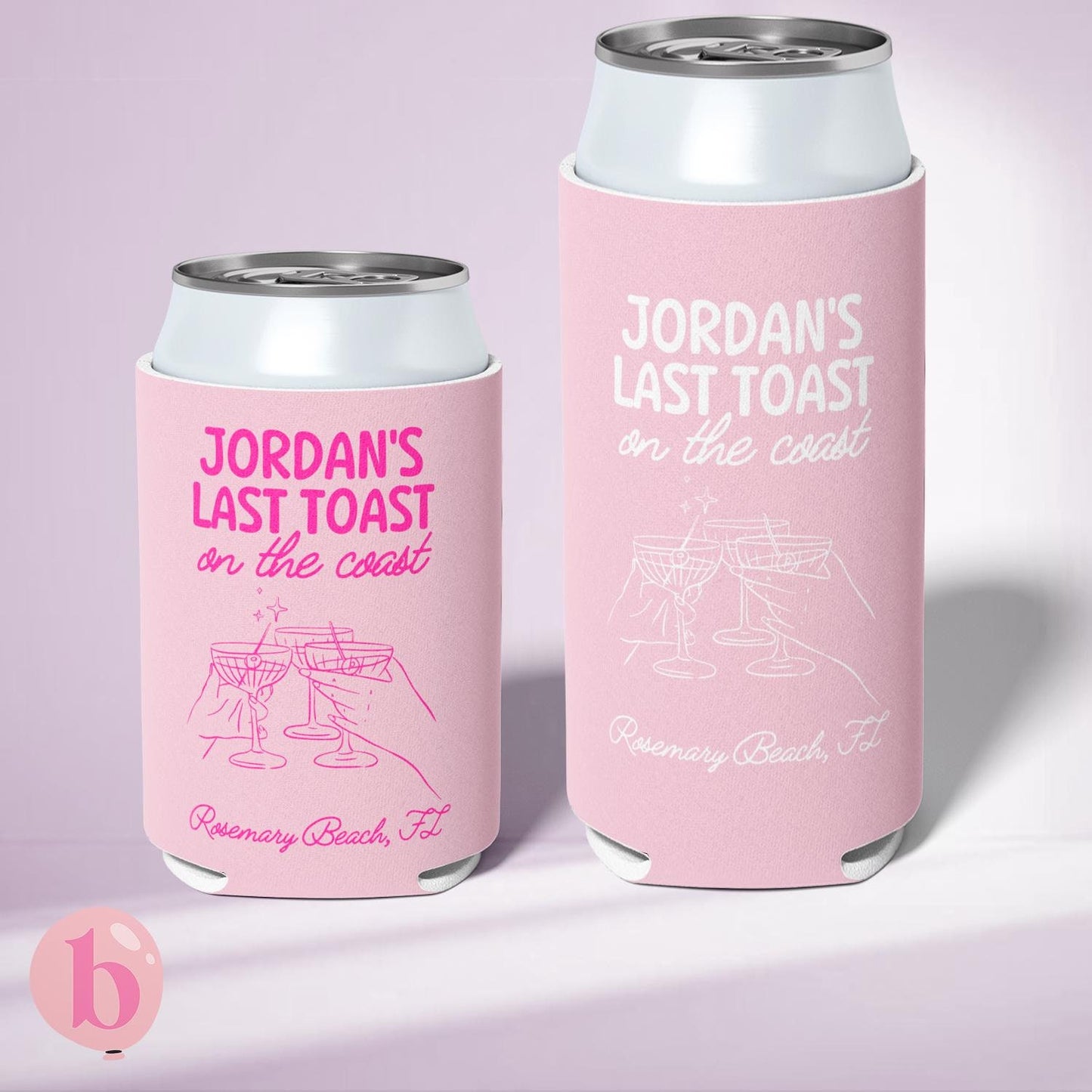 Last Toast On The Coast Bachelorette Can Coolers | Personalized Can Sleeves | Custom Beach Coastal Hamptons, Nantucket Birthday Party Favors
