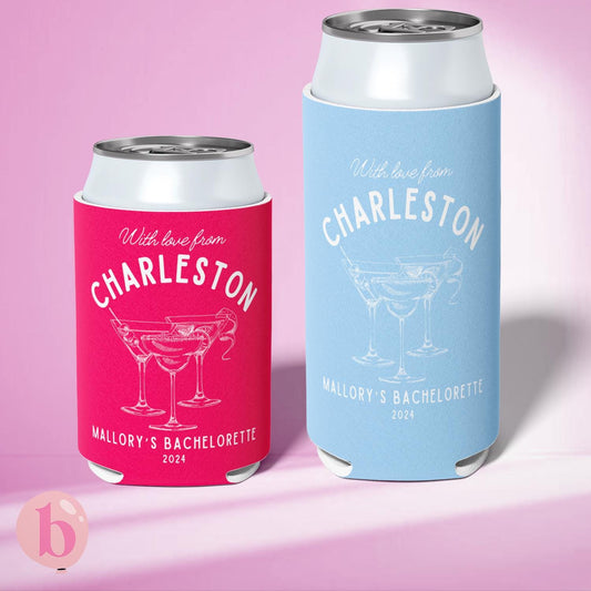 Club Bachelorette Custom Bachelorette Can Coolers | Hand Drawn | Charleston Bachelorette s | Club Bach Cooler | Social Club