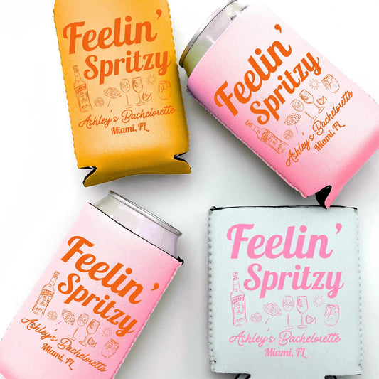 Personalized Spritz Bachelorette Can Coolers | Cocktail Bridal Favors | Bachelorette Party | Beach Can Coolers | Orange Bachelorette