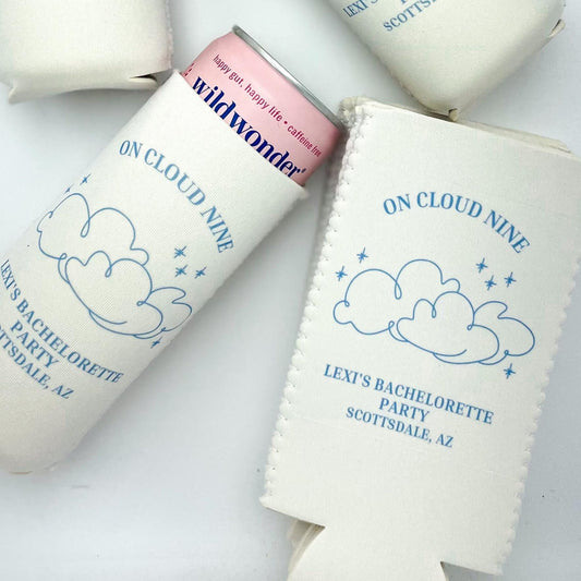 On Cloud 9 | On Cloud Nine | On Cloud Wine | Coastal Bachelorette Party | Custom Cooler | Winery Bach | Bachelorette Party Favor Can Cooler