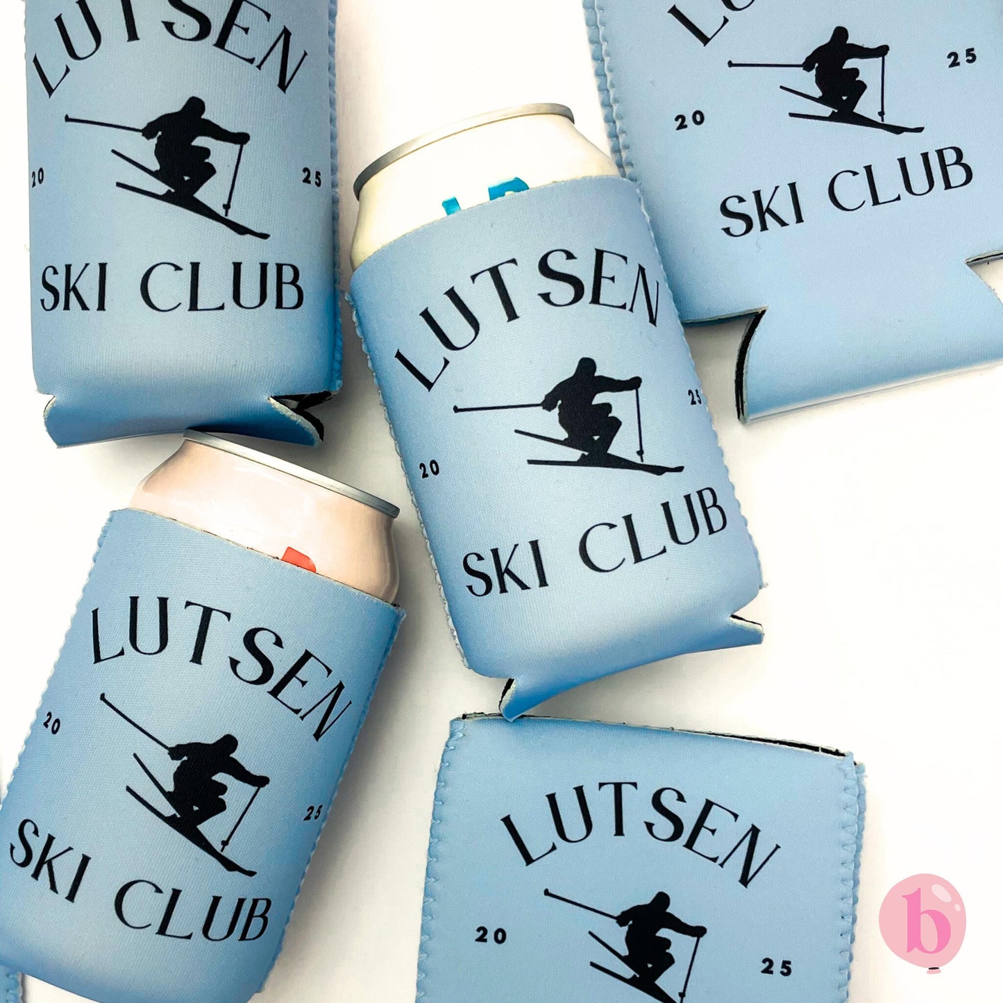 Personalized Skiing Bachelorette Can Cooler | Winter Bachelorette Party Snow Custom Can Cooler | Aspen Colorado Apres Ski Club Party Favors