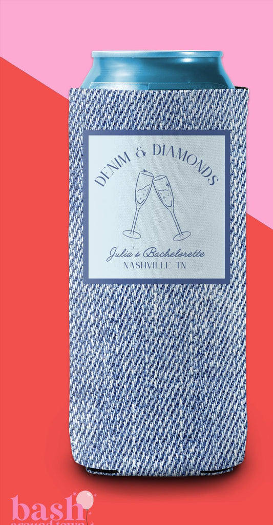 Denim and Diamonds Bachelorette Party Can Cooler | Coastal Cocktail Bachelorette | Bachelorette Party | Nashville Vacation Birthday Party