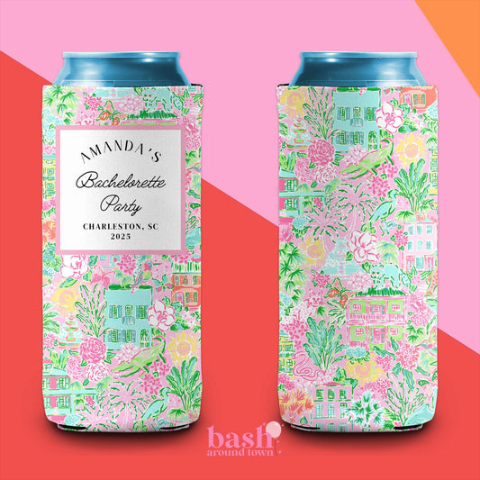 Charleston Bachelorette Party | Charleston Girls Trip | Charleston Vacation | Custom Can Cooler | Beach Bach | Bachelorette Party Favor