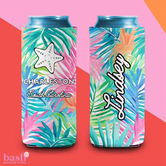 Tropical Girls Trip Can Cooler | Bachelorette Birthday Custom Can Cooler | Beach Girls Trip Weekend | Preppy Custom Party Favors