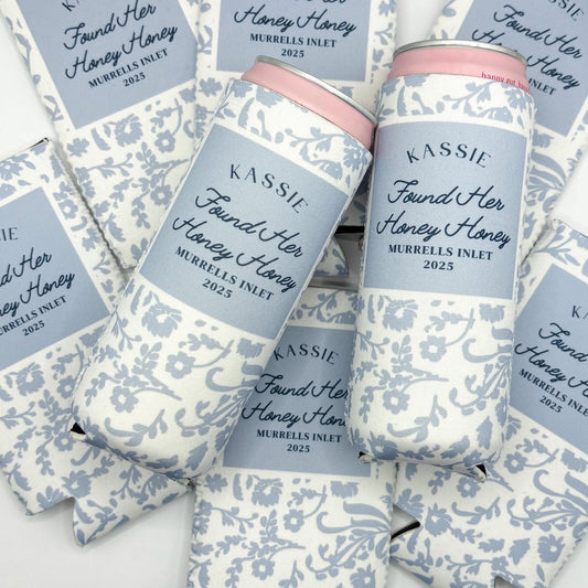 Personalized Coastal Bachelorette Can Cooler | She Found Her Honey Honey | Beach Bachelorette Party | Mamma Mia | Custom Party Favors