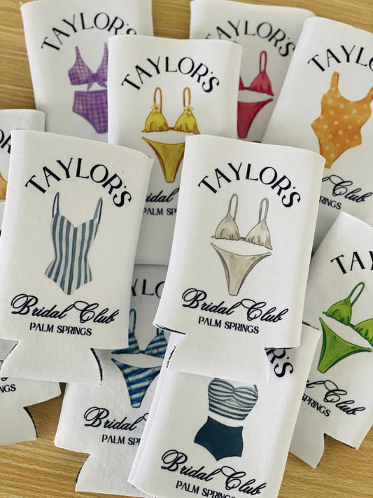 Personalized Coastal Bachelorette Can Cooler | Custom Can Cooler | Beach Bachelorette Party | Lake Life | Palm Springs | Custom Party Favors