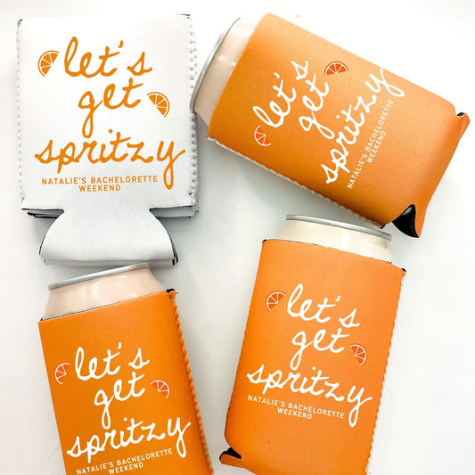 Personalized Spritz Bachelorette Can Coolers | Cocktail Bridal Favors | Bachelorette Party | Beach Can Coolers | Orange Bachelorette