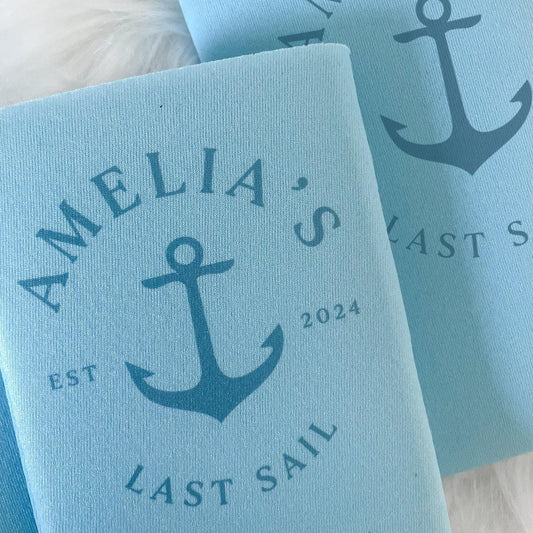 Personalized Coastal Bachelorette Can Cooler | Custom Can Cooler | Beach Bachelorette Party | Nautical Grandmother | Custom Party Favors