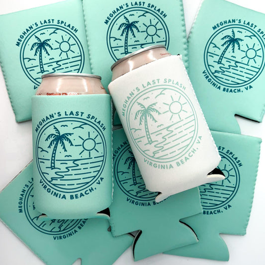 Personalized Coastal Bachelorette Can Cooler | Custom Can Cooler | Beach Bachelorette Party | Lake Life | Palm Springs | Custom Party Favors