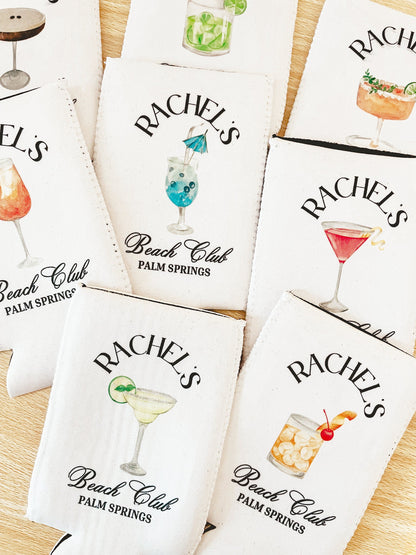 Personalized Coastal Cocktail Bachelorette Can Cooler | Custom Can Cooler | Beach Bachelorette Party | Palm Springs | Custom Party Favors