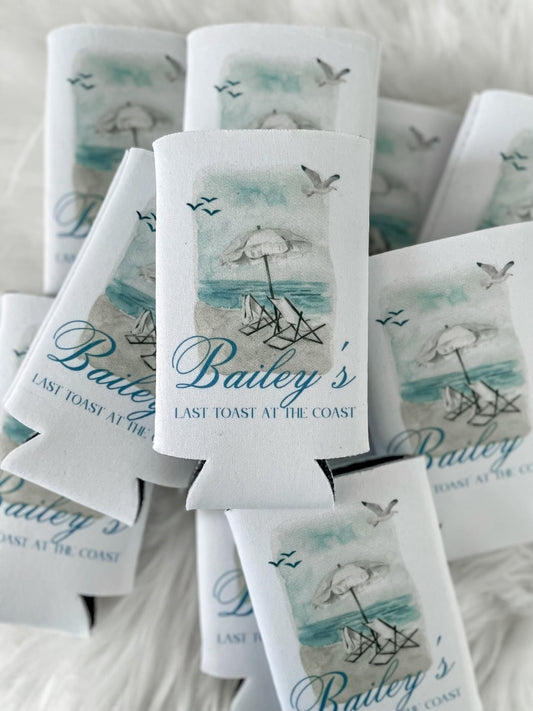 Personalized Coastal Bachelorette Can Cooler | Custom Can Cooler | Beach Bachelorette Party | Lake Life | Palm Springs | Custom Party Favors