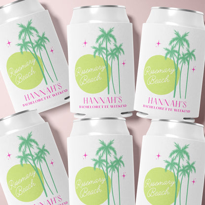 Personalized Coastal Bachelorette Can Cooler | Custom Can Cooler | Beach Bachelorette Party | Lake | Rosemary Beach | Custom Party Favors