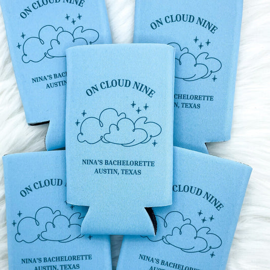 On Cloud 9 | On Cloud Nine | On Cloud Wine | Coastal Bachelorette Party | Custom Cooler | Winery Bach | Bachelorette Party Favor Can Cooler