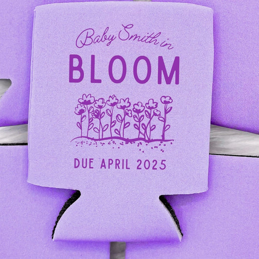 Personalized Baby In Bloom Baby Shower Can Cooler | Custom Can Cooler | Wildflower Baby Shower | Floral Custom Party Favors